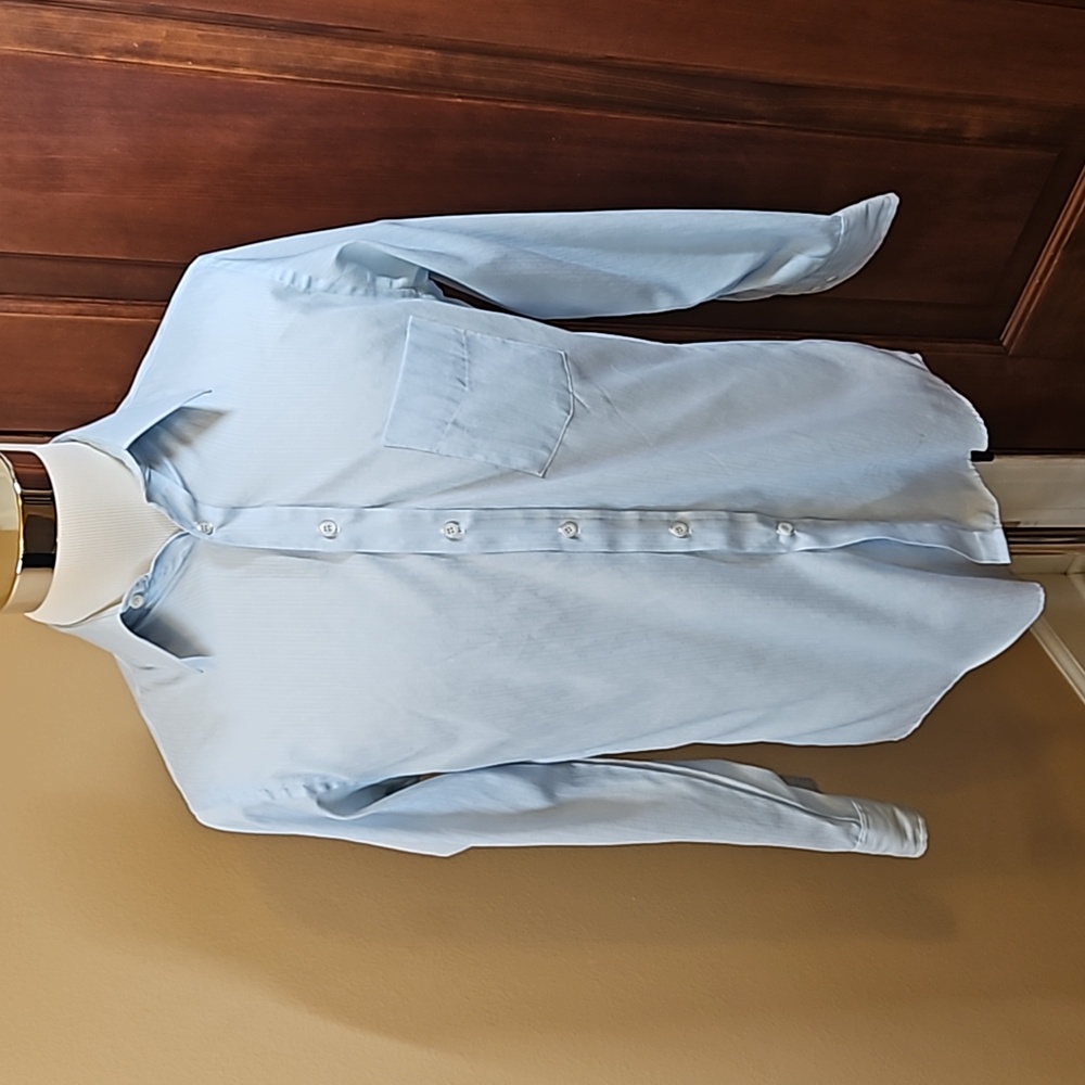VINTAGE JCPENNEY SATIN TOUCH BUTTON DOWN SHIRT LONGSLEEVED BLUE 15 1/2 DRESS